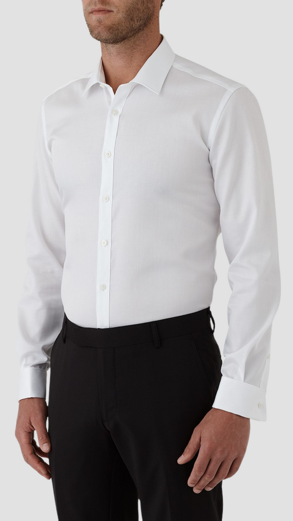 Gibson slim fit archie shirt in white pure cotton FGW014