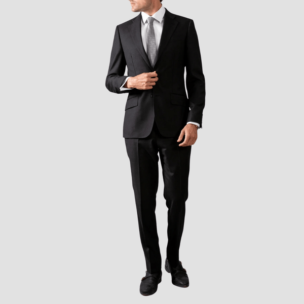 Hardy Amies Mens Tailored Fit Black Suit in Charcoal