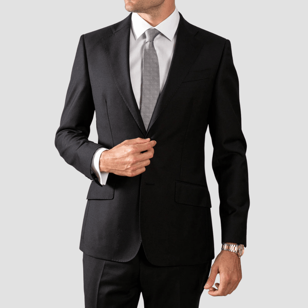 Hardy Amies Mens Tailored Fit Black Suit in Charcoal