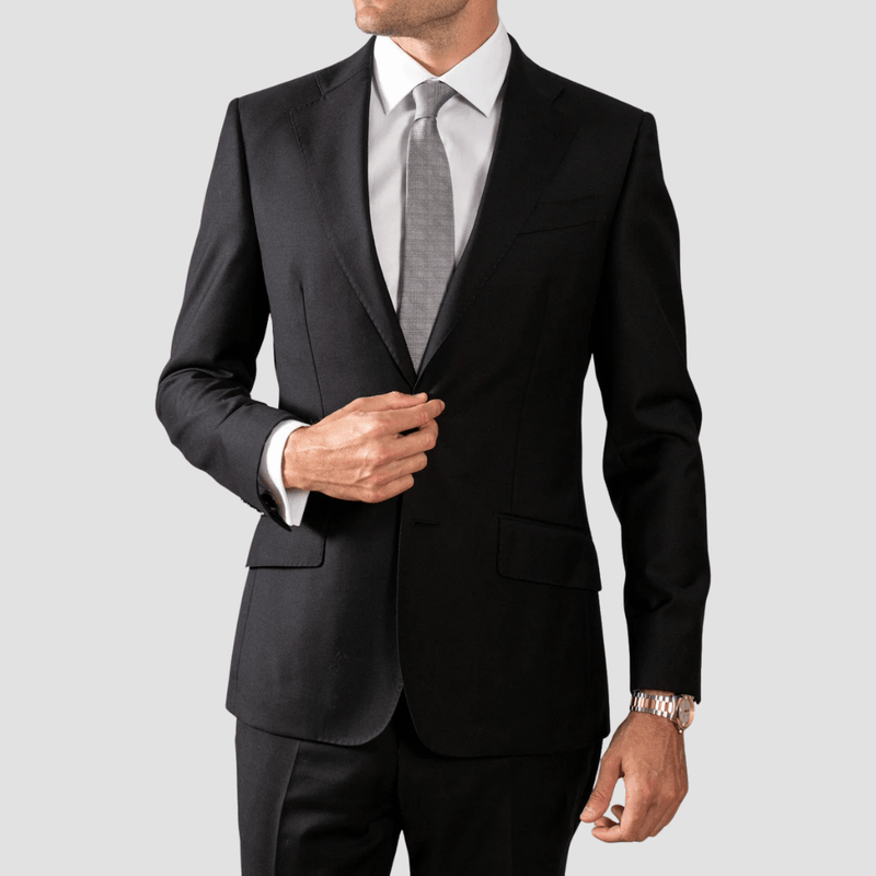 Hardy Amies Mens Tailored Fit Black Suit in Charcoal