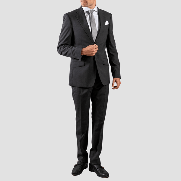 Hardy Amies Mens Tailored Fit Classic Suit in Charcoal
