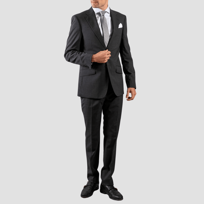 Hardy Amies Mens Tailored Fit Classic Suit in Charcoal