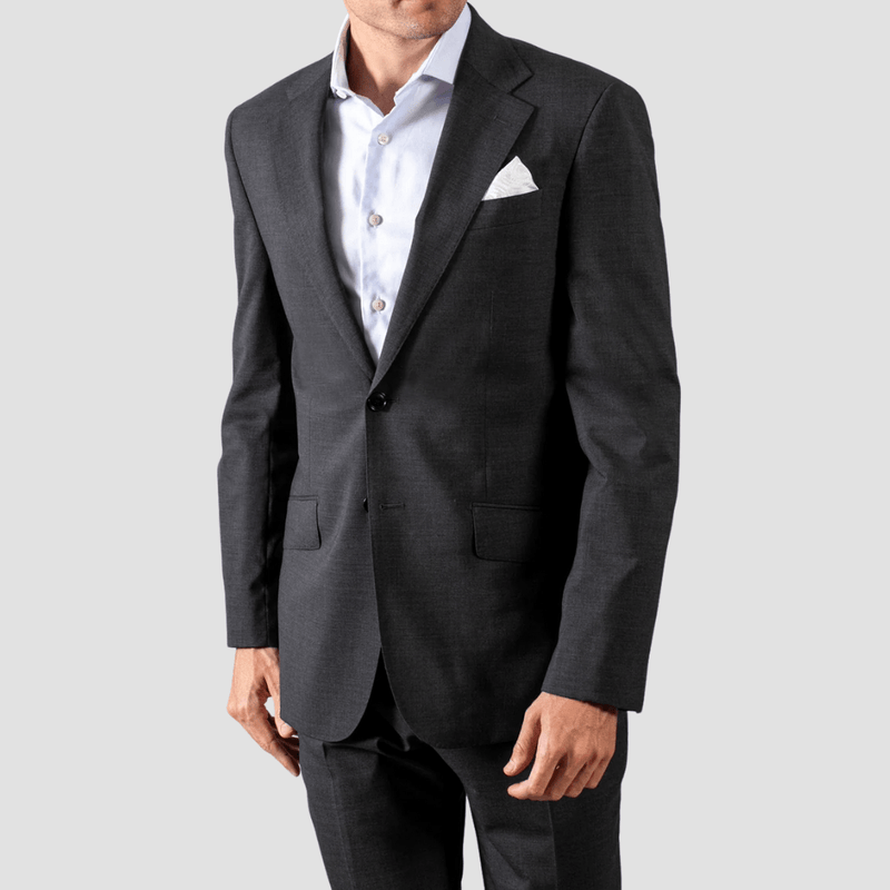 Hardy Amies Mens Tailored Fit Classic Suit in Charcoal