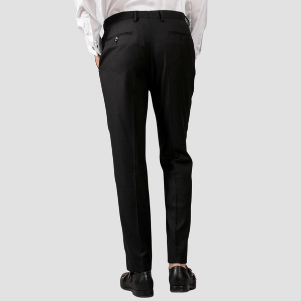 Hardy Amies Mens Tailored Fit Classic Trousers in Black