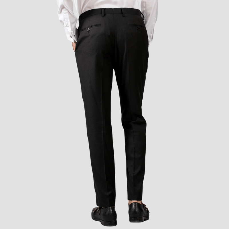 Hardy Amies Mens Tailored Fit Classic Trousers in Black