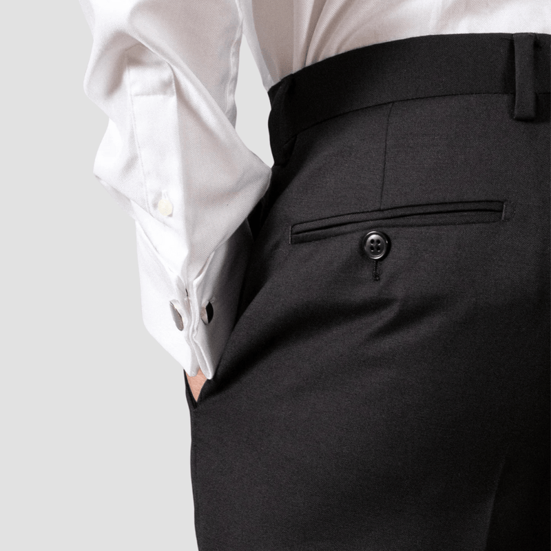 Hardy Amies Mens Tailored Fit Classic Trousers in Black