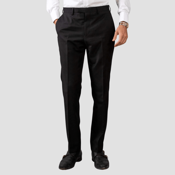 Hardy Amies Mens Tailored Fit Classic Trousers in Black