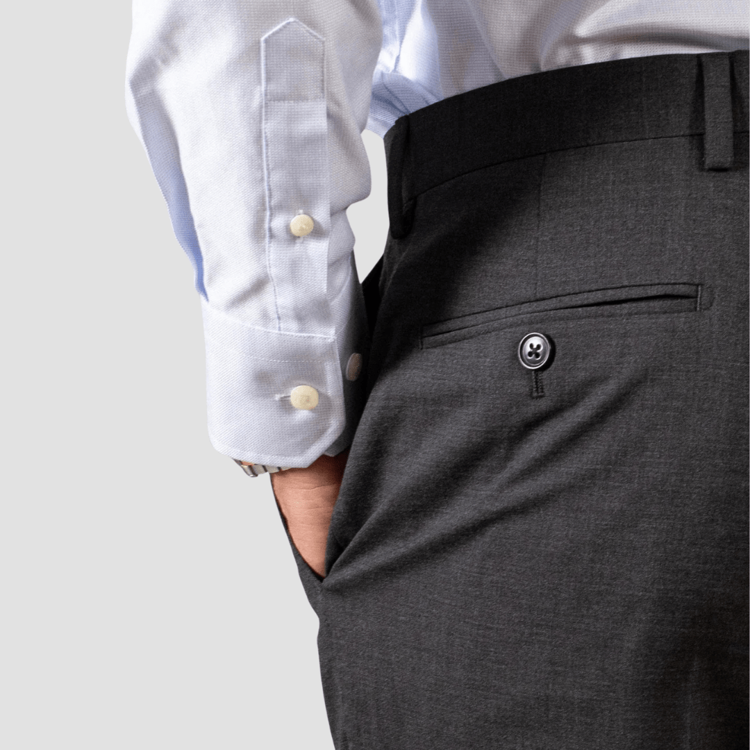 Hardy Amies Mens Tailored Fit Classic Trousers in Charcoal