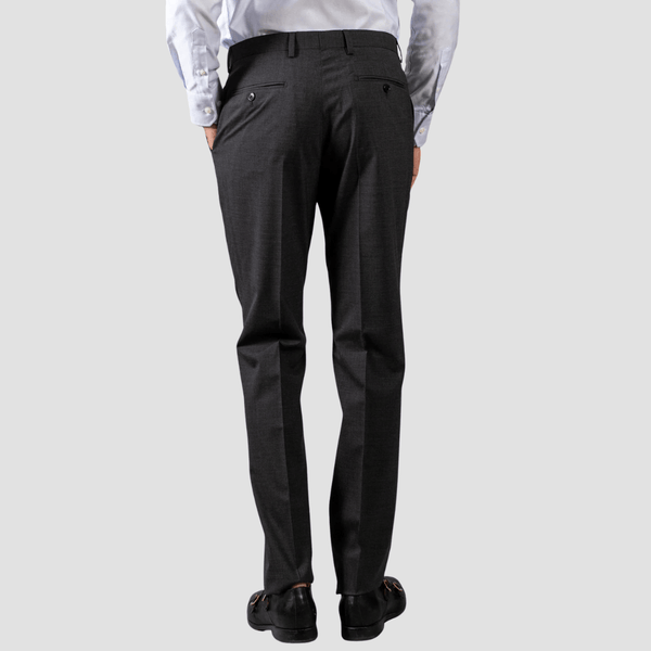 Hardy Amies Mens Tailored Fit Classic Trousers in Charcoal