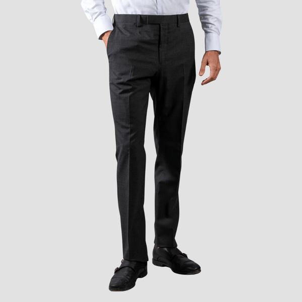 Hardy Amies Mens Tailored Fit Classic Trousers in Charcoal