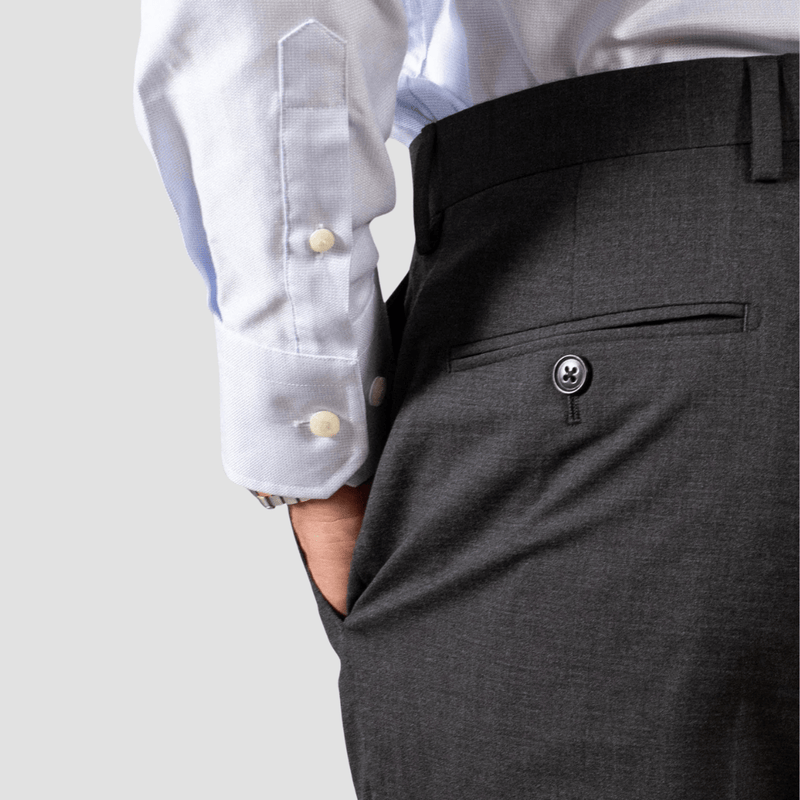 Hardy Amies Mens Tailored Fit Classic Trousers in Charcoal