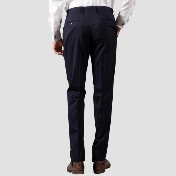 Hardy Amies Mens Tailored Fit Classic Trousers in Navy