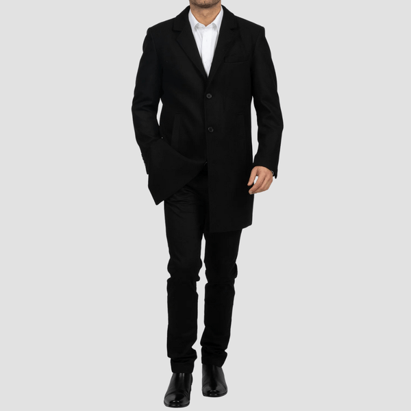Howard Hudson Mens Modern Fit Winter Overcoat in Black