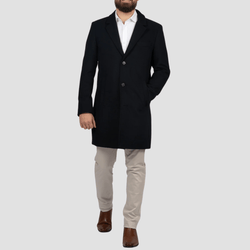 Howard Hudson Mens Modern Fit Winter Overcoat in Dark Navy