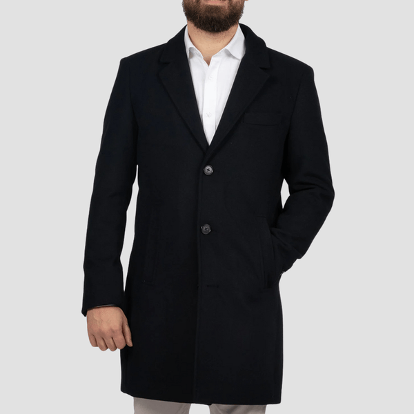 Howard Hudson Mens Modern Fit Winter Overcoat in Dark Navy