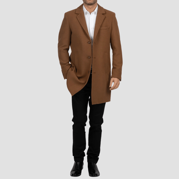 Howard Hudson Mens Modern Fit Winter Overcoat in Tan