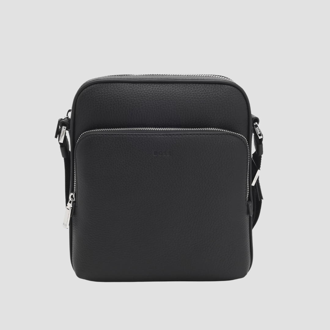 Hugo Boss Crosstown Leather Reporter Bag in Black