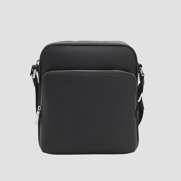 Hugo Boss Crosstown Leather Reporter Bag in Black