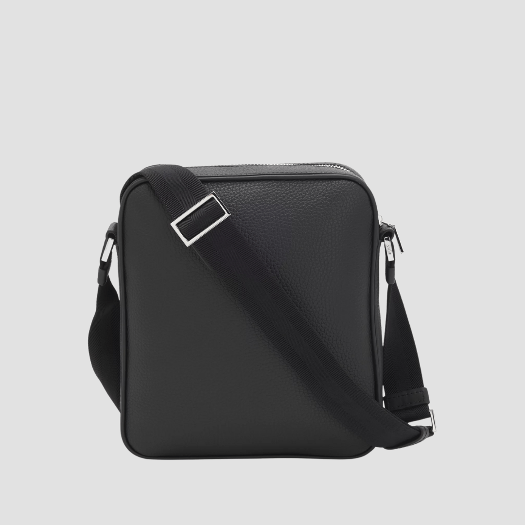 Hugo Boss Crosstown Leather Reporter Bag in Black