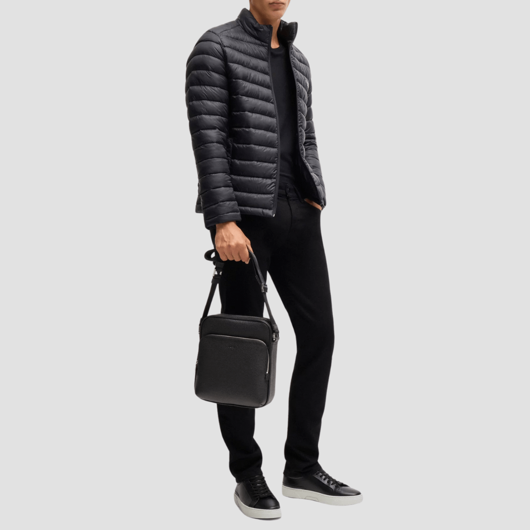 Hugo Boss Crosstown Leather Reporter Bag in Black