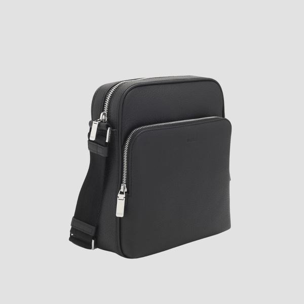 Hugo Boss Crosstown Leather Reporter Bag in Black