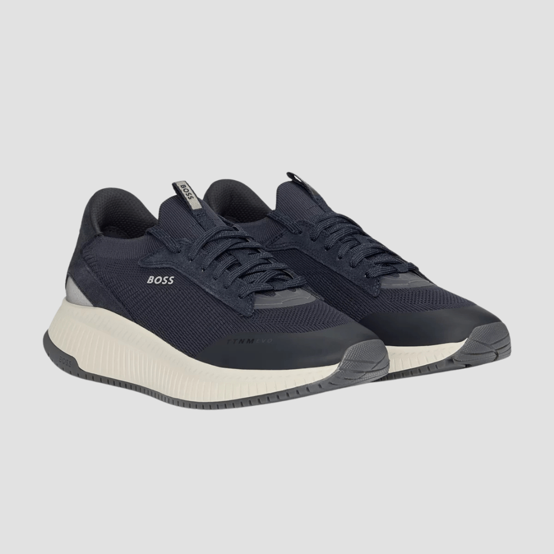 Hugo Boss Lightweight TTNM Evo Knitted Upper Trainers in Dark Blue