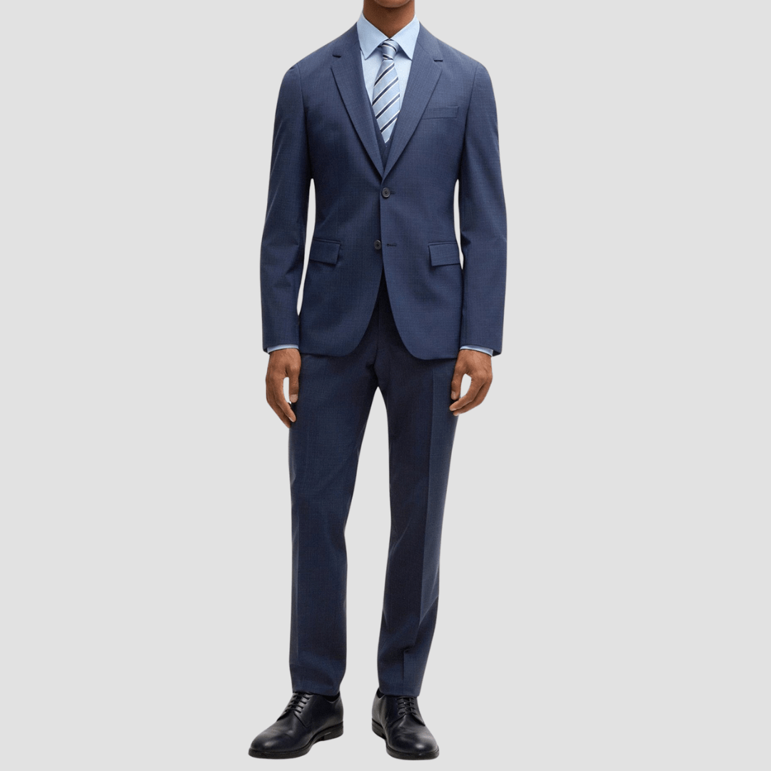 Hugo Boss Slim Fit H-Houston Three Piece Suit in Dark Blue
