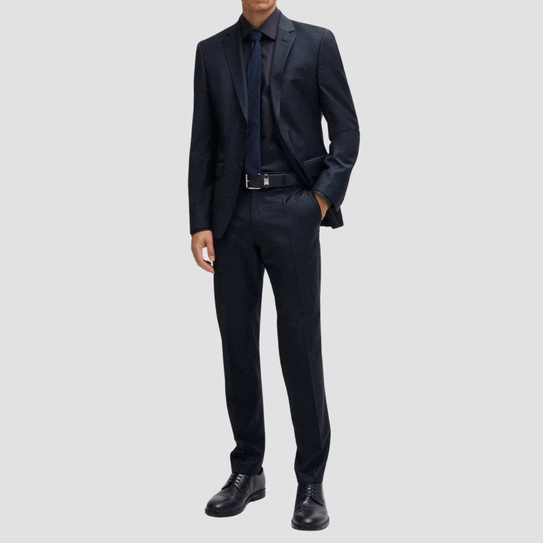Hugo Boss Slim Fit H-Huge Suit in Micro Pattern Dark Blue