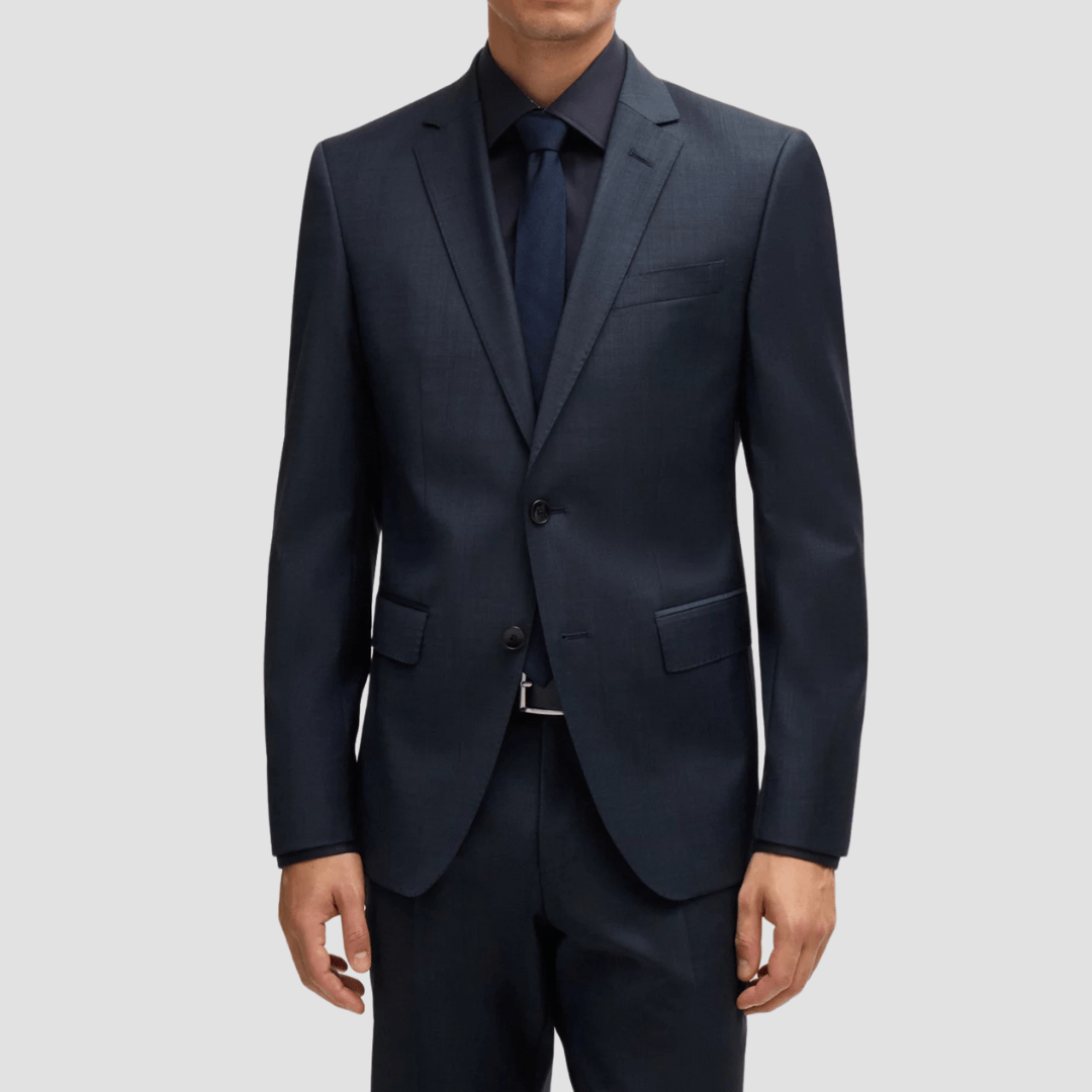 Hugo Boss Slim Fit H-Huge Suit in Micro Pattern Dark Blue