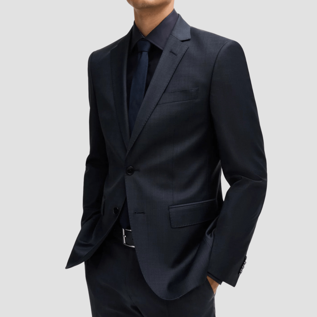 Hugo Boss Slim Fit H-Huge Suit in Micro Pattern Dark Blue