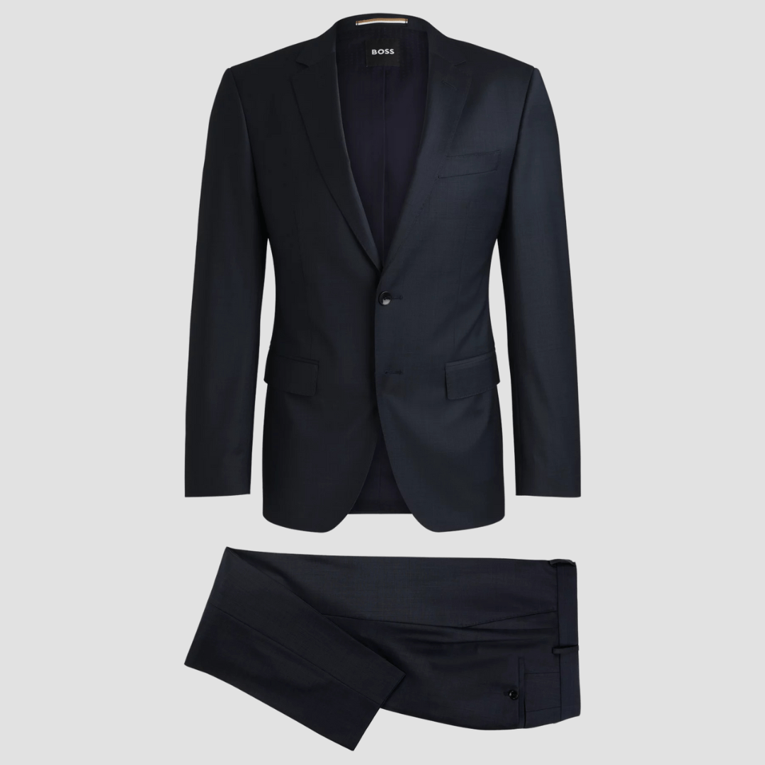 Hugo Boss Slim Fit H-Huge Suit in Micro Pattern Dark Blue