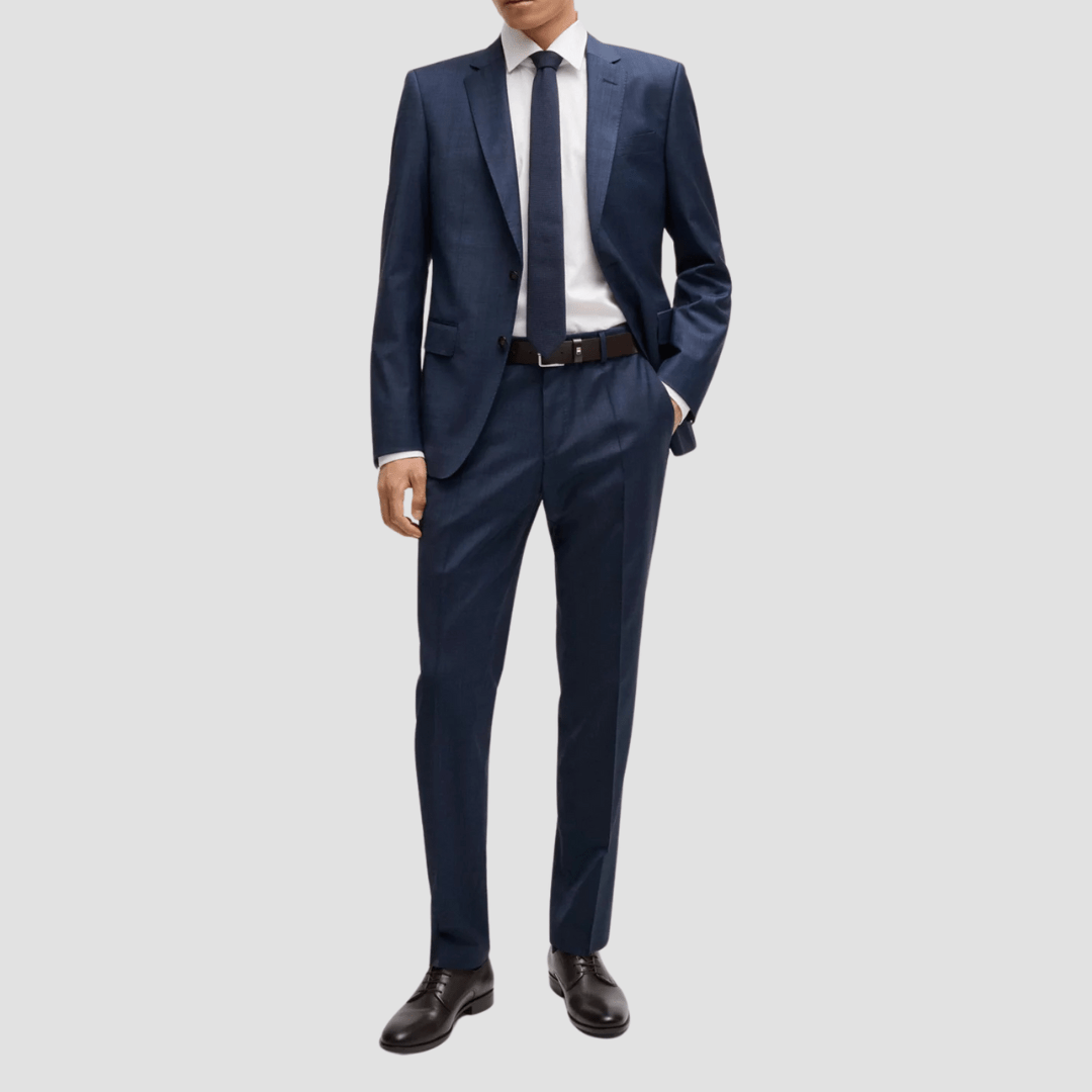 Hugo Boss Slim Fit H-Huge Suit in Micro Pattern Light Blue