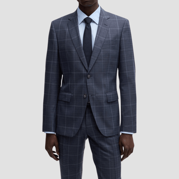 Hugo Boss Slim Fit H-Huge Two Piece Suit in Dark Blue Check