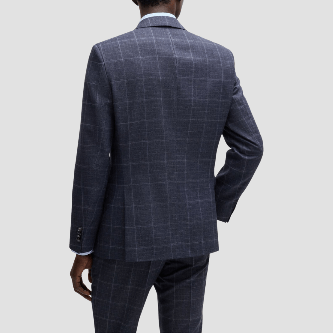 Hugo Boss Slim Fit H-Huge Two Piece Suit in Dark Blue Check