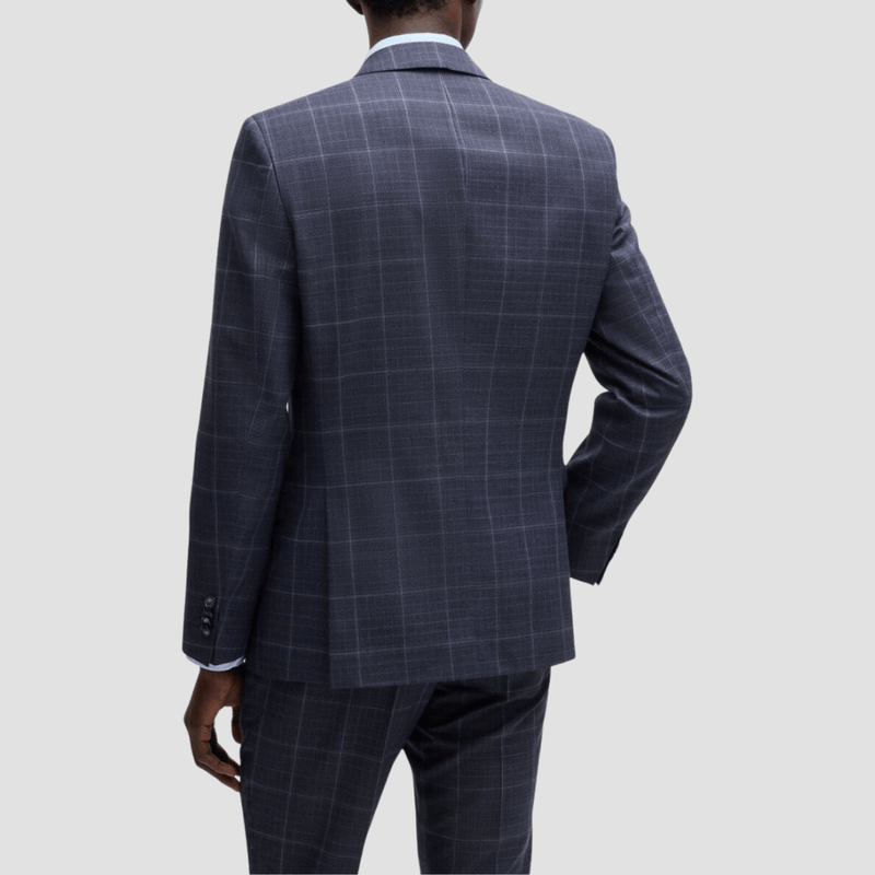 Hugo Boss Slim Fit H-Huge Two Piece Suit in Dark Blue Check