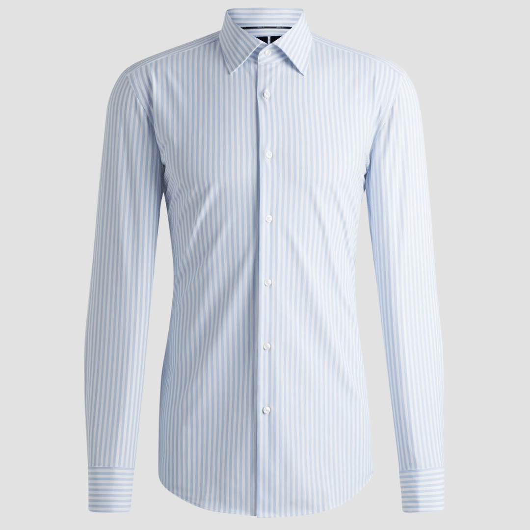 Boss Slim Fit Hank-Kent Shirt in Blue and White Stripe