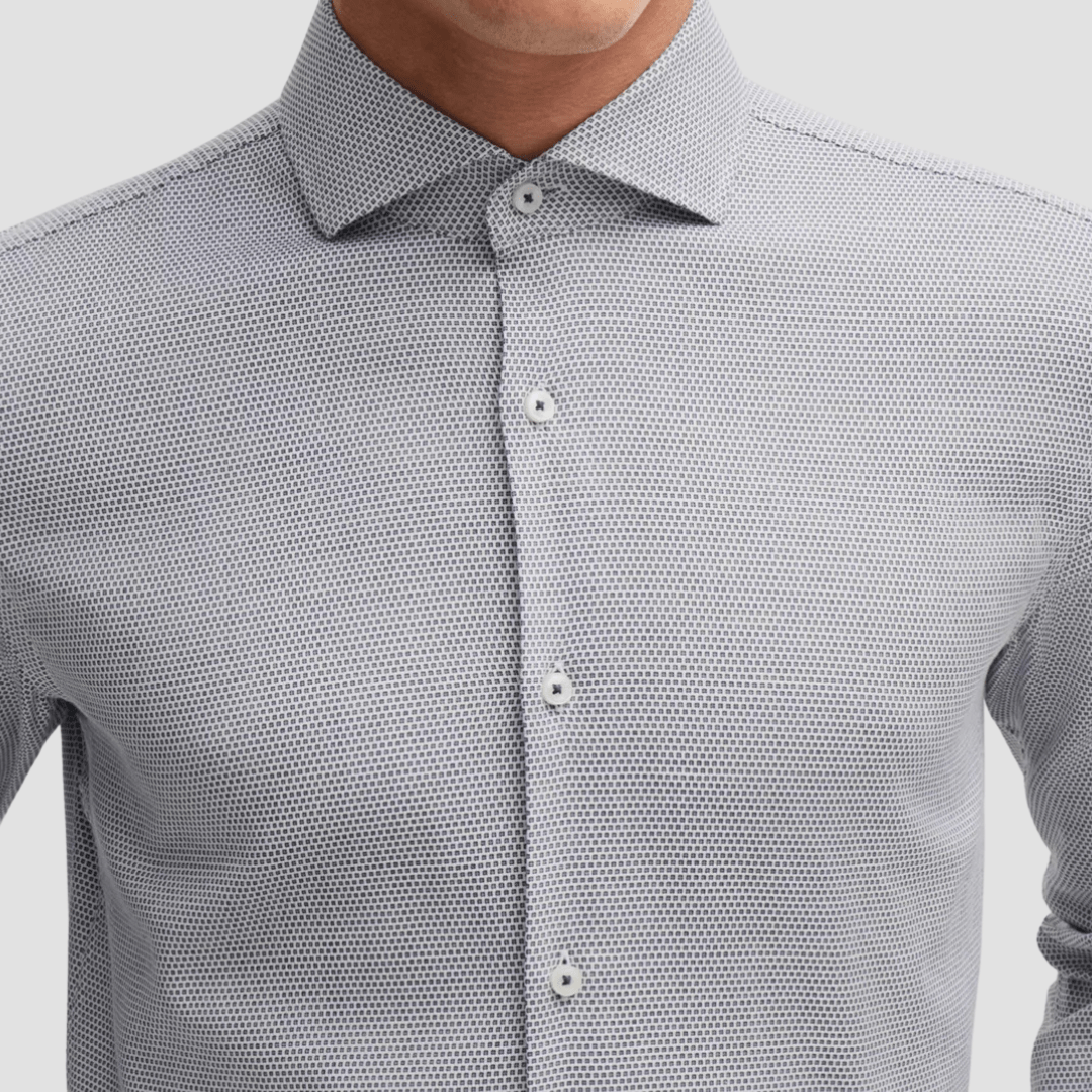 Hugo Boss Slim Fit Hank-Spread Shirt in Micro-Pattern Dark Blue