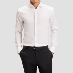 Boss Slim Fit Hank-Spread Shirt in White