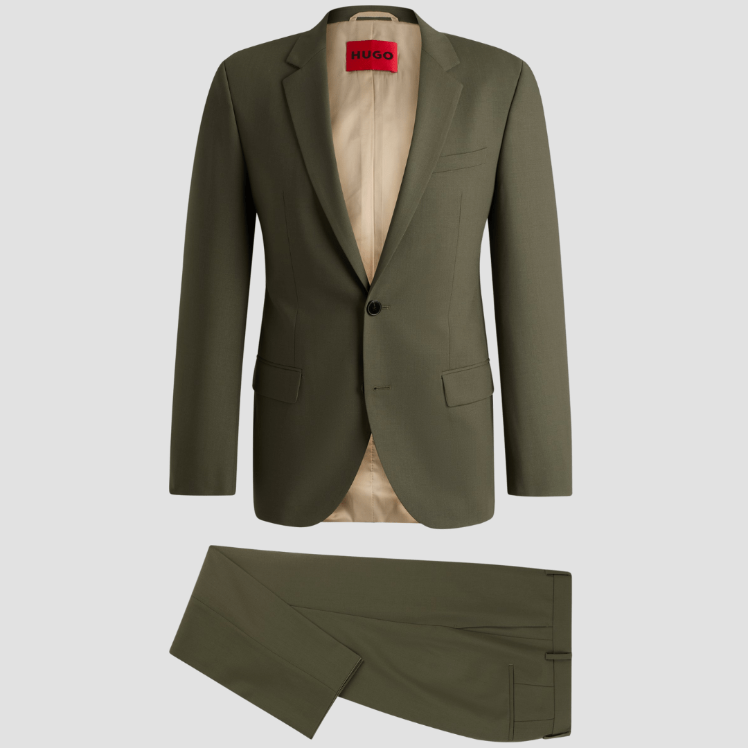 Hugo Boss Slim Fit Henry Getlin 232X Suit in Khaki