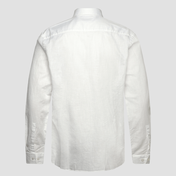 Hugo Mens Slim Fit Kason Shirt in White Cotton Linen Blend