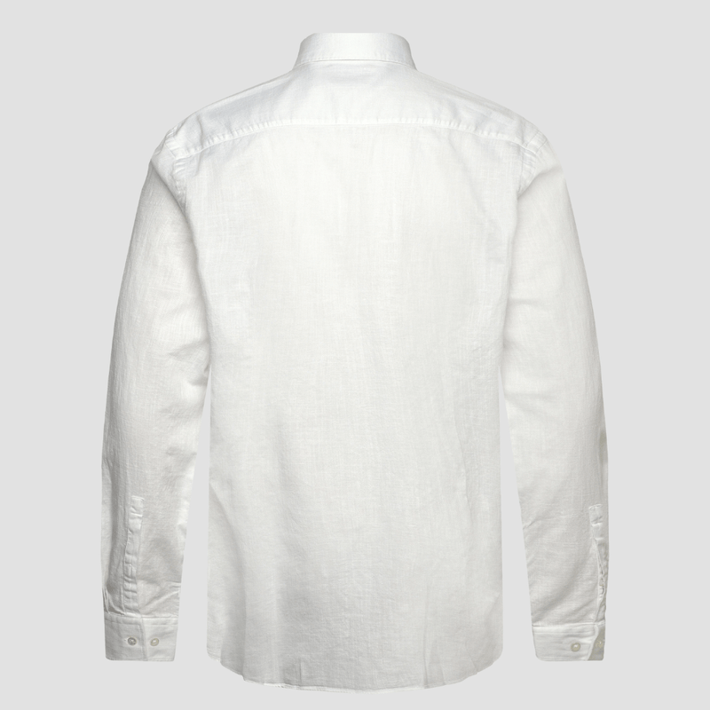 Hugo Mens Slim Fit Kason Shirt in White Cotton Linen Blend