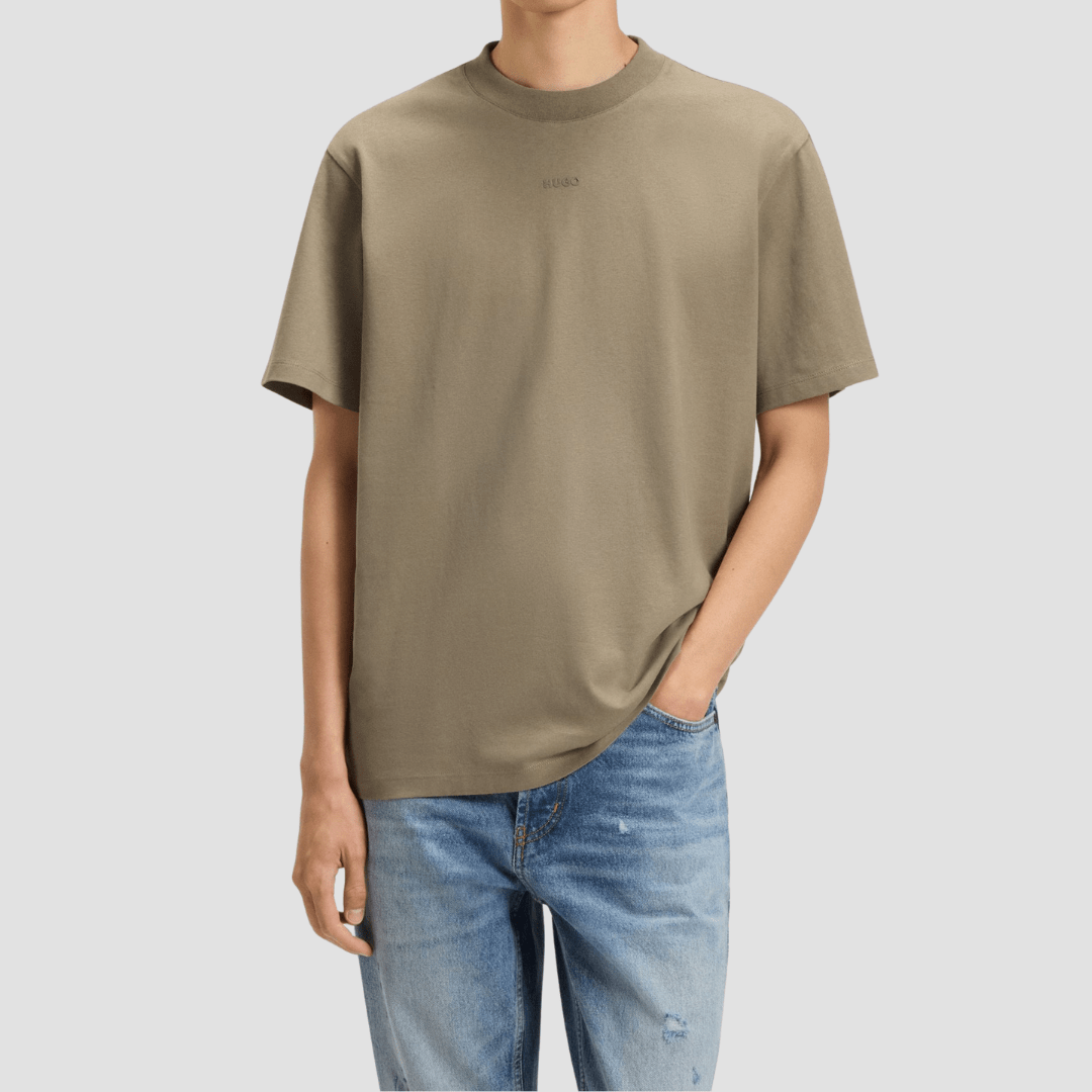 Hugo Relaxed Fit Dapolino T-Shirt in With Logo Print in Brown