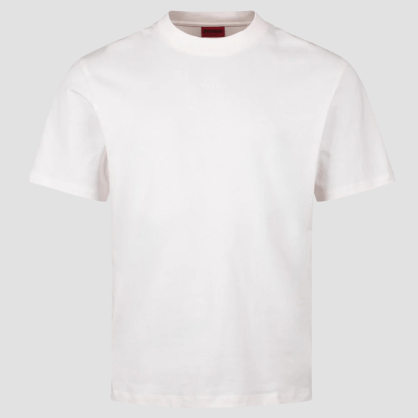 Hugo Relaxed Fit Dapolino T-Shirt in With Logo Print in Natural White