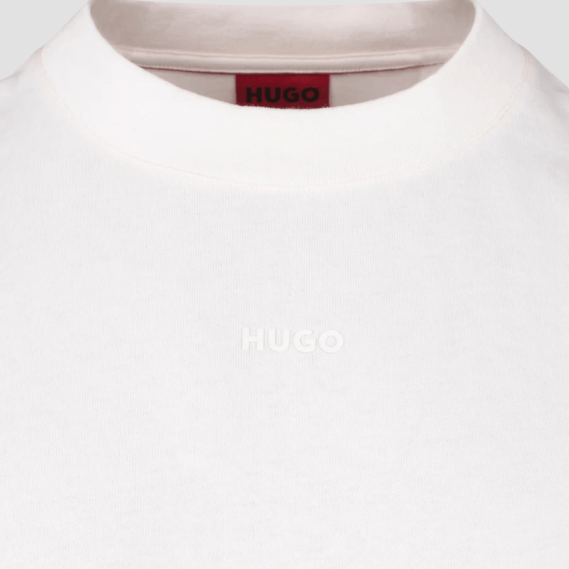 Hugo Relaxed Fit Dapolino T-Shirt in With Logo Print in Natural White