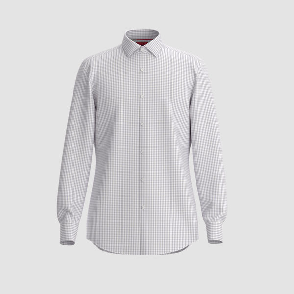 Hugo Kenno Slim Fit Pure Cotton Shirt in White and Lilac Gingham
