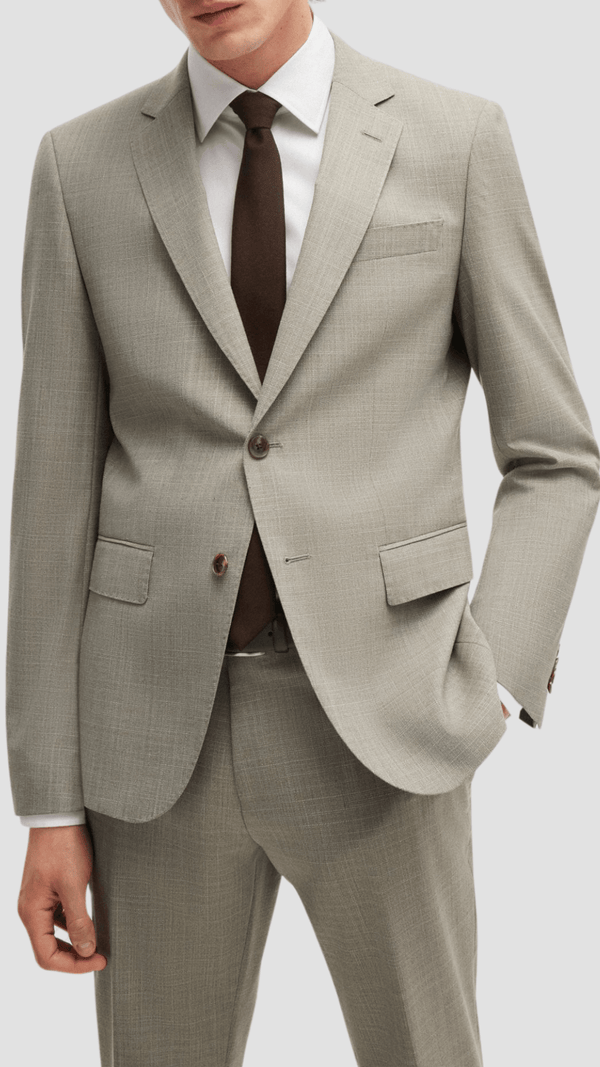 Hugo Boss Slim Fit H-Huge Suit in Patterned Beige