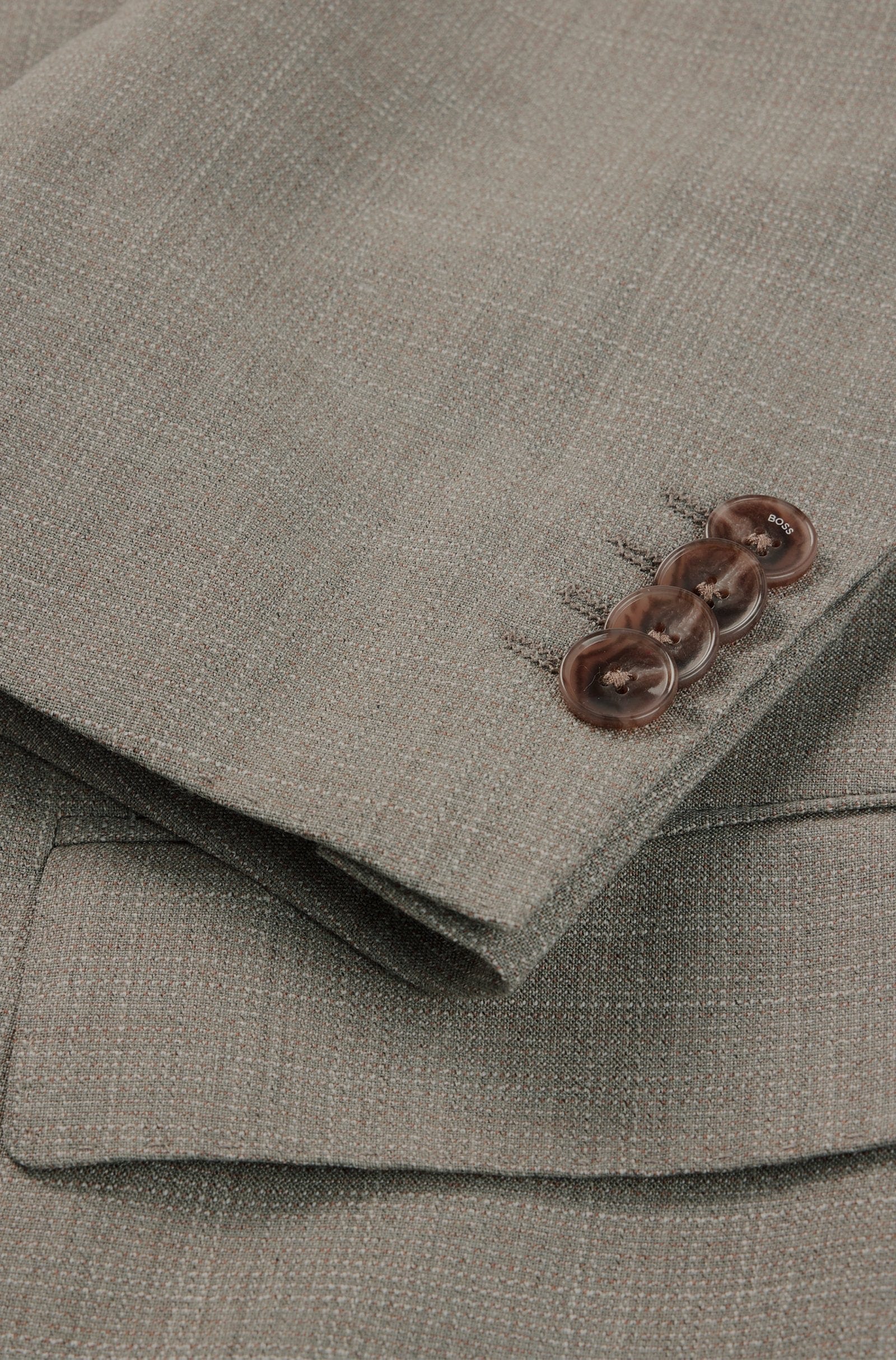 Hugo Boss Slim Fit H-Huge Suit in Patterned Beige