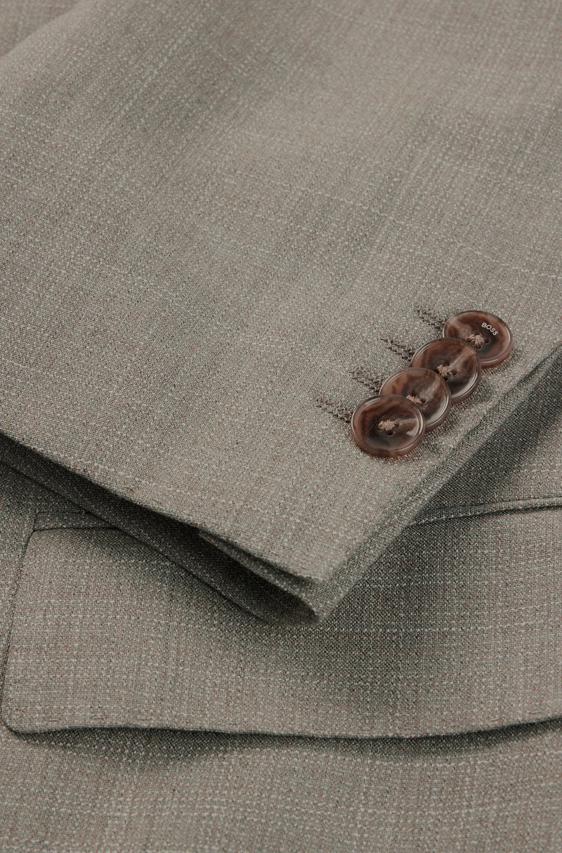 Hugo Boss Slim Fit H-Huge Suit in Patterned Beige