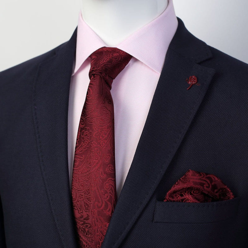 James Adelin Paisley Luxury Pure Silk Pocket Square in Burgundy