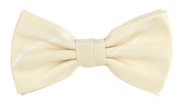 James Adelin Large Stripe Bow Tie in Ivory and White